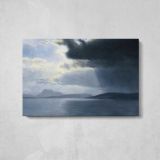 Approaching Thunderstorm on the Hudson River by Albert Bierstadt - single-panel canvas displayed above a console table
