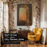 Arch and Dome Scene by Hubert Robert - Warm Architectural Composition with Sunset Sky canvas wall art - Image 3