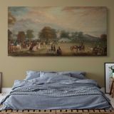 Archery Meeting in Bradgate Park — single-panel canvas above a bed with blue bedding