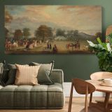 Archery Meeting in Bradgate Park — single-panel canvas above a green sofa