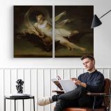 Ariel on a Bat’s Back by Henry Singleton - two-panel canvas displayed in a reading room