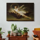 Ariel on a Bat’s Back by Henry Singleton - single-panel canvas displayed above a console table