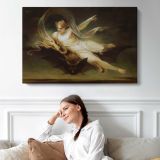 Ariel on a Bat’s Back by Henry Singleton - single-panel canvas displayed above a sofa