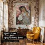 Artist's Daughter by William Merritt Chase - Rosy Pillow and Gentle Brushwork canvas wall art - Image 3