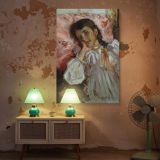 Artist's Daughter by William Merritt Chase - Rosy Pillow and Gentle Brushwork canvas wall art - Image 5