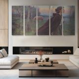 As the Moon Rises by Daniel Gerhartz — four-panel canvas arrangement in a living room