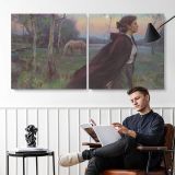 As the Moon Rises by Daniel Gerhartz — two-panel canvas arrangement in a room