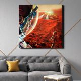Astronauts walking on Mars during a dust storm (1989) illustrated by NASA/Paul DiMare — alternate room view