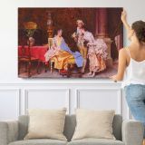 At the Dressmakers by Adriano Cecchi - single-panel canvas shown with a person for scale