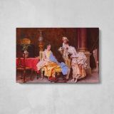 At the Dressmakers by Adriano Cecchi - single-panel canvas displayed above a console table