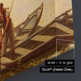 At the Ferry by Adrien Moreau - canvas surface and wrapped edge detail