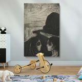 Attraction I - Haunting Lovers' Embrace in Expressionist Style By Edvard Munch canvas wall art - Image 2