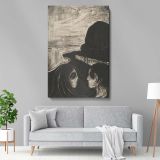 Attraction I - Haunting Lovers' Embrace in Expressionist Style By Edvard Munch canvas wall art - Image 5