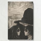 Attraction I - Haunting Lovers' Embrace in Expressionist Style By Edvard Munch canvas wall art - Image 7