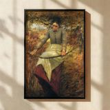Autumn Morning by Henry La Thangue - Woman on Swing with Autumn Trees canvas wall art - Image 2