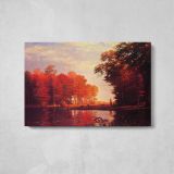 Autumn Woods by Albert Bierstadt - single-panel canvas displayed above a console table