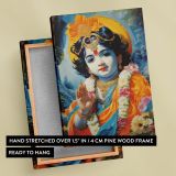 Baby Krishna Blessing - Colorful Crown and Garland Scene canvas wall art - Image 6
