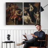 Bacchus and Ariadne by Alessandro Turchi - two-panel canvas displayed in a reading room