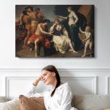 Bacchus and Ariadne by Alessandro Turchi - single-panel canvas displayed above a sofa