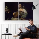 Bacchus by Caravaggio - two-panel canvas displayed in a reading room