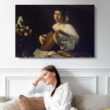 Bacchus by Caravaggio - single-panel canvas displayed above a sofa