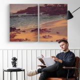 Bahama Cove by Albert Bierstadt - two-panel canvas displayed in a reading room