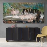 Ballet at the Paris Opera by Edgar Degas — single-panel canvas above a sideboard
