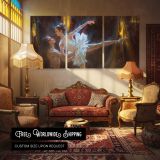 Ballet Dancer in Blue Light by Daniel Gerhartz — multi-panel canvas in a warmly lit lounge