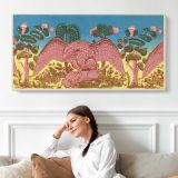Bandbox Design with Eagle and Rabbit by Martin Partyka — single-panel canvas shown above a seated person