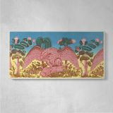 Bandbox Design with Eagle and Rabbit by Martin Partyka — single-panel canvas on a pale wall