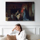 Baugniet Charles La Visite De La Nourrice - single-panel canvas displayed above a sofa