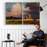 Bavarian Landscape by Albert Bierstadt - two-panel canvas displayed in a reading room