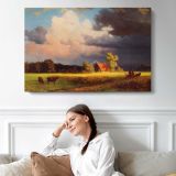 Bavarian Landscape by Albert Bierstadt - single-panel canvas displayed above a sofa