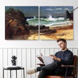 Beach at Nassau by Albert Bierstadt — two-panel canvas arrangement in a room