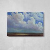 Beach Scene by Albert Bierstadt - single-panel canvas displayed above a console table