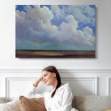 Beach Scene by Albert Bierstadt - single-panel canvas displayed above a sofa