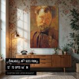 Bearded Male Portrait by Alphonse Mucha - Warm Light and Golden Tones canvas wall art