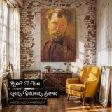 Bearded Male Portrait by Alphonse Mucha - Warm Light and Golden Tones canvas wall art - Image 3
