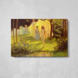 Beauduin Jean Vestales Au Bain - single-panel canvas displayed above a console table