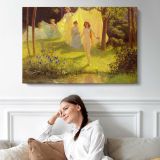 Beauduin Jean Vestales Au Bain - single-panel canvas displayed above a sofa