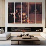 Beheading of Saint John the Baptist by Caravaggio - multi-panel canvas displayed in a modern living room