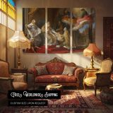Benedict XIV Presenting Ex Omnibus to Choiseul - multi-panel canvas displayed in a classic lounge