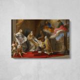 Benedict XIV Presenting Ex Omnibus to Choiseul - single-panel canvas displayed above a console table