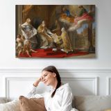 Benedict XIV Presenting Ex Omnibus to Choiseul - single-panel canvas displayed above a sofa