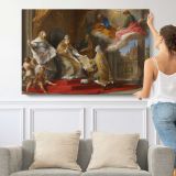 Benedict XIV Presenting Ex Omnibus to Choiseul - single-panel canvas shown with a person for scale