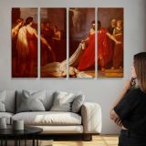 Berghe Charles Auguste Van Den Egisthe, Croyant Decouvrir Le Corps D Oreste Mort - multi-panel canvas displayed above a sofa