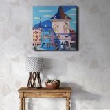 Bern with Belltower (1935) painting in high resolution by Ernst Ludwig Kirchner — room mockup view 1
