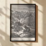 Biblical Battle Scene - Gustave Dore Dramatic Grayscale Illustration of War and Chaos canvas wall art - Image 2