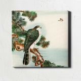 Bird perching on tree top, vintage Japanese animal painting by G.A. Audsley-Japanese illustration — room mockup view 1