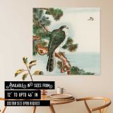 Bird perching on tree top, vintage Japanese animal painting by G.A. Audsley-Japanese illustration — room mockup view 6